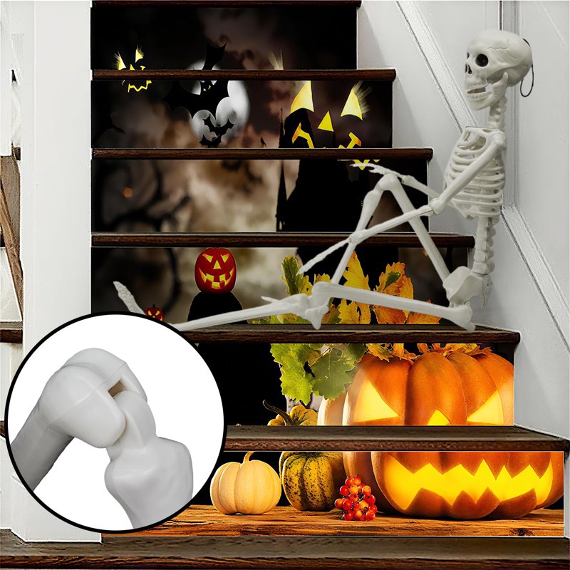 Halloween Human and Cat Skeleton Set - 90cm Posable Full Body Decor