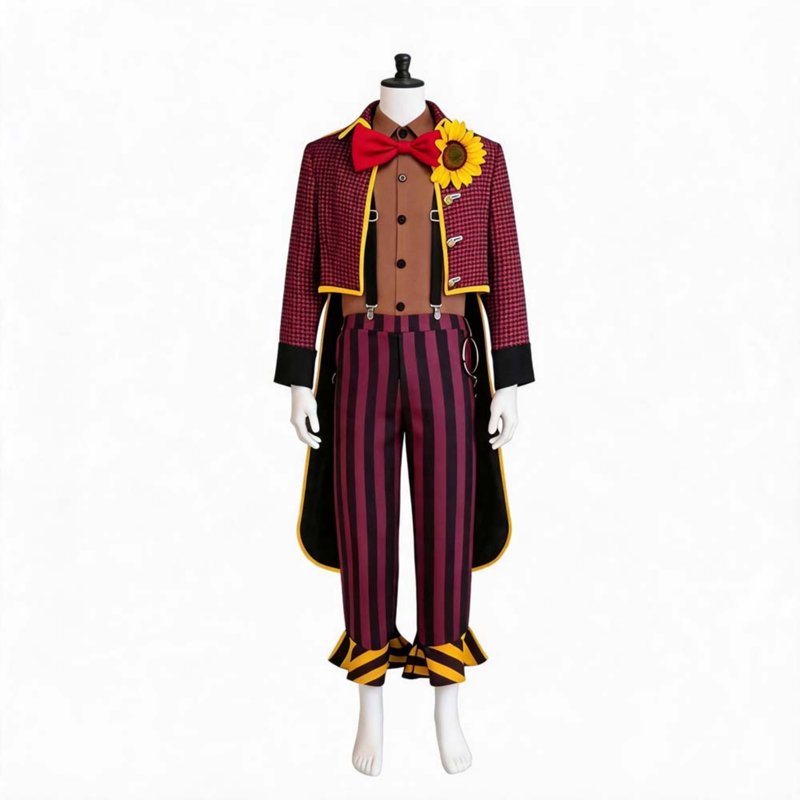 Men XL Circus Clown Costume Set - Vintage Jester Carnival Cosplay Outfit