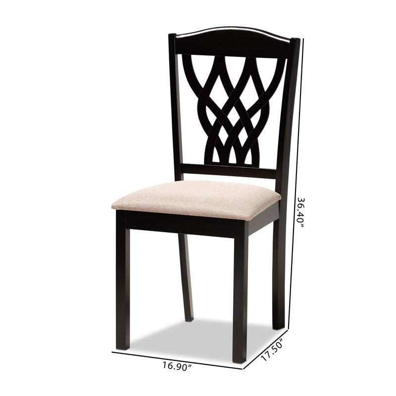 Modern Sand Fabric Upholstered Dining Chair Set - 2 Pieces