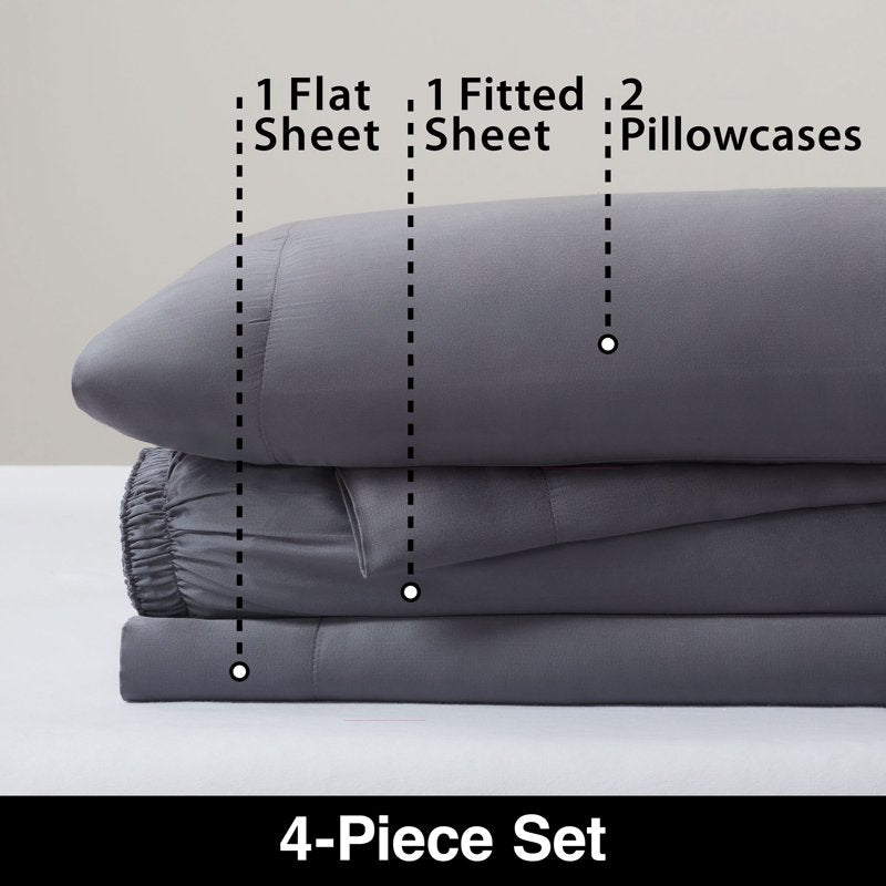 Allswell Silky Serenity 4-Piece Bed Sheets Set Full Shark - 100% TENCEL Lyocell, Sateen Finish