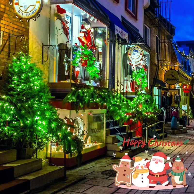 Green Solar Christmas String Lights - 42.7ft Waterproof Outdoor LED Lighting