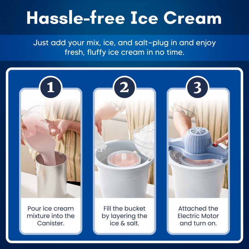 4-Quart Electric Ice Cream Maker - Homemade Gelato & Sorbet Machine