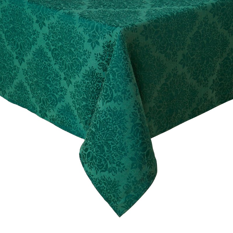 Lexington Damask Tablecloth - Stain Resistant, 60"x84", Green