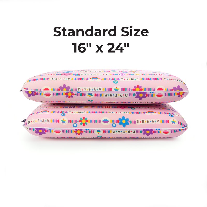 Memory Foam Pillow with Cool Touch Cover, Standard/Queen, Pink Friendship Bracelet 2 Pack – Travel & Sleep Support