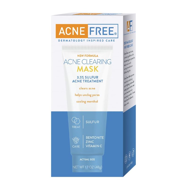 Sulfur Acne Clearing Mask for Oily Skin, 3.5% Sulfur Treatment, 1.7 oz