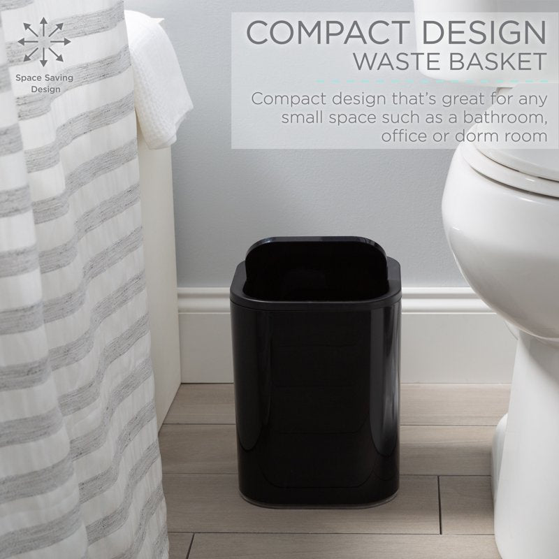 Acrylic Bathroom Trash Can - 2.1 Gallon Capacity - Black