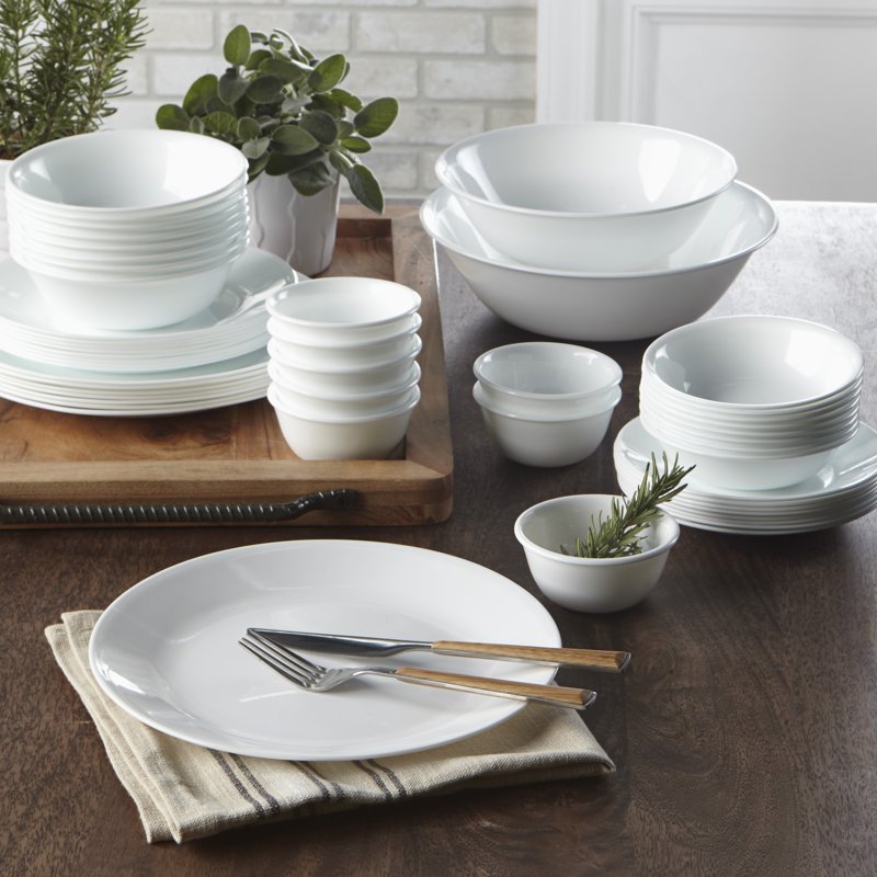 64 oz Glass Serving Bowl Set of 3 - Winter Frost White