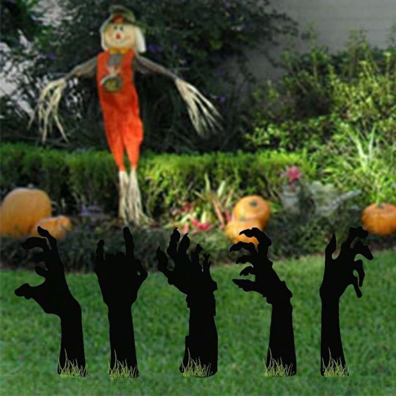 Halloween Metal Ghost Hand Yard Stakes - Black Ground Insert Ornaments - Variation Q#1