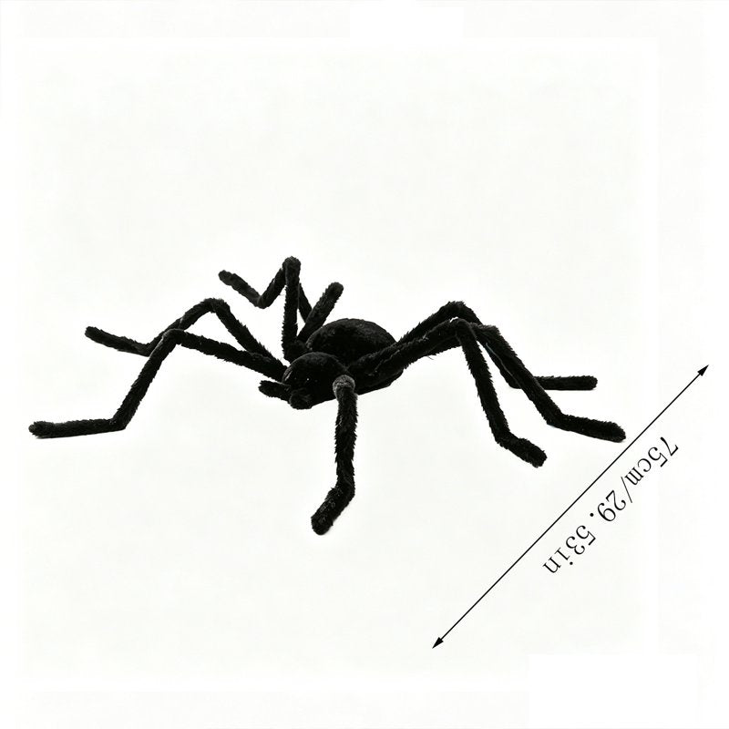 Large Black Fuzzy Sound-Activated Animated Spider - Halloween Indoor & Yard Decor - Variation M