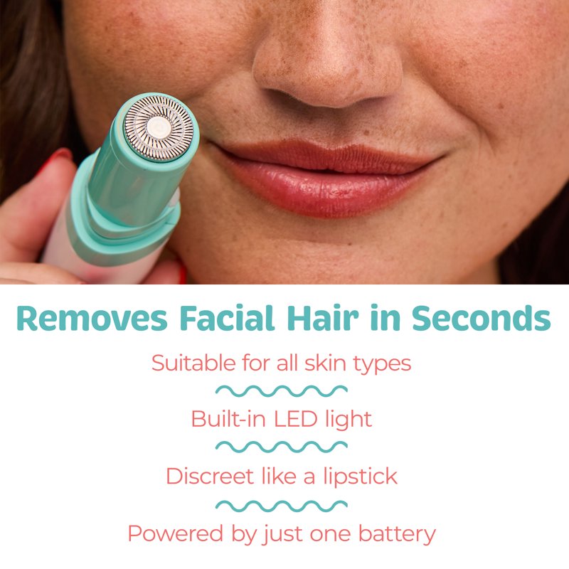 Portable Facial Hair Remover with LED Light - Pain-Free Rotary Trimmer