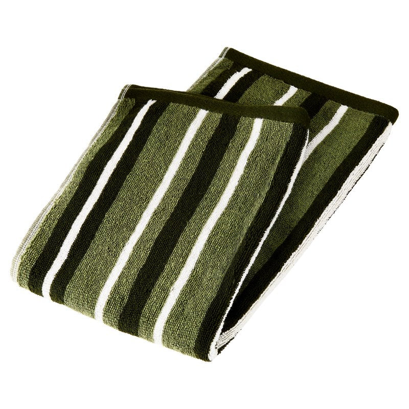 Cotton Towel Set with Green Stripes - 6-Piece Bath, Hand & Washcloths