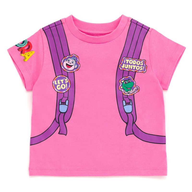Pink & Orange Dora the Explorer Toddler Outfit Set - Kids T-Shirt & Shorts, Size 7-8