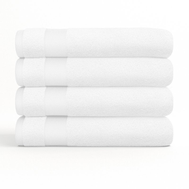 Farmhouse Cotton Bath Towel Set - White, 4 Pieces, Hotel Quality
