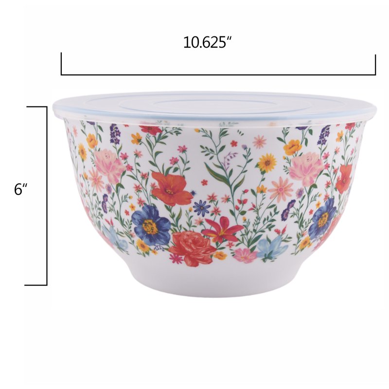 Brilliant Blooms Melamine 10-Piece Mixing Bowl Set with Lids