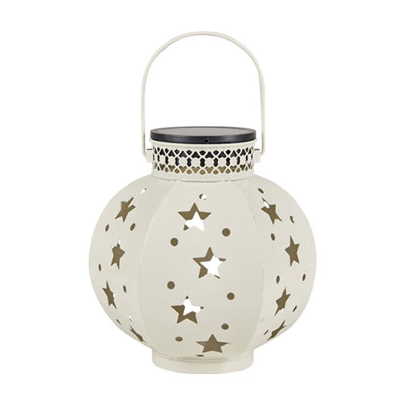 Beige Solar Outdoor Table Lantern with Flickering Flame - Weatherproof Garden & Patio Light - xjwjuw