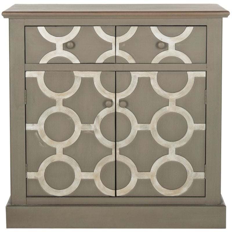 Geometric Storage Chest with Drawer - Grey
