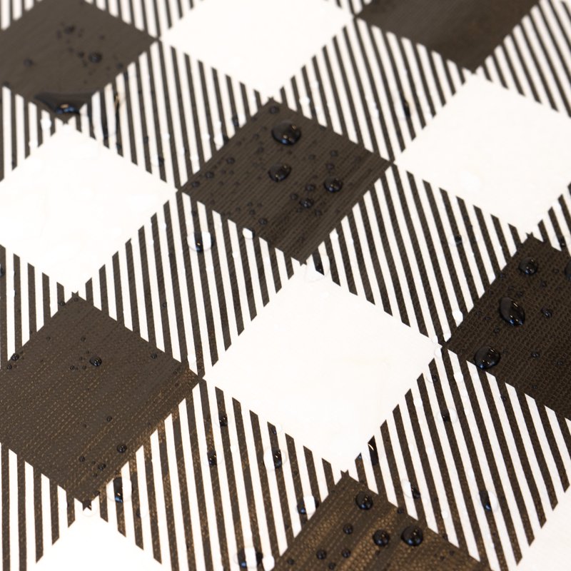 Elastic Fitted Table Cover - Waterproof Vinyl, 6Ft, Gingham Black, 8 Pack