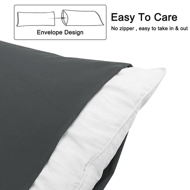 Microfiber Body Pillow Cover 20x54 Grey - Breathable & Soft Bedding