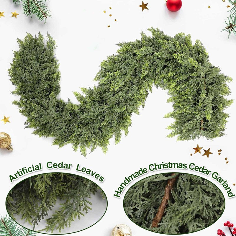 Artificial Christmas Cedar Garland 5.9ft Green Winter Greenery Foliage - Variation F