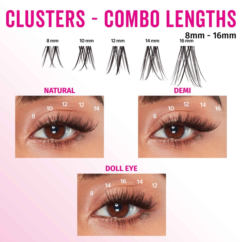 DIY Lash Extension Clusters 180-Piece Mega Pack - 6 Lengths