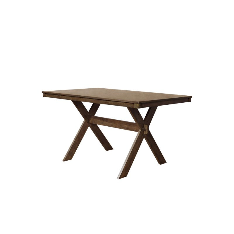 Rectangular Brown Dining Table with Split-Top Design - X-Shaped Base