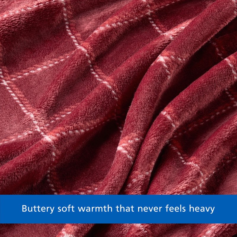 Mainstays Velvet Plush Bed Blanket - Full/Queen Size, Red Check