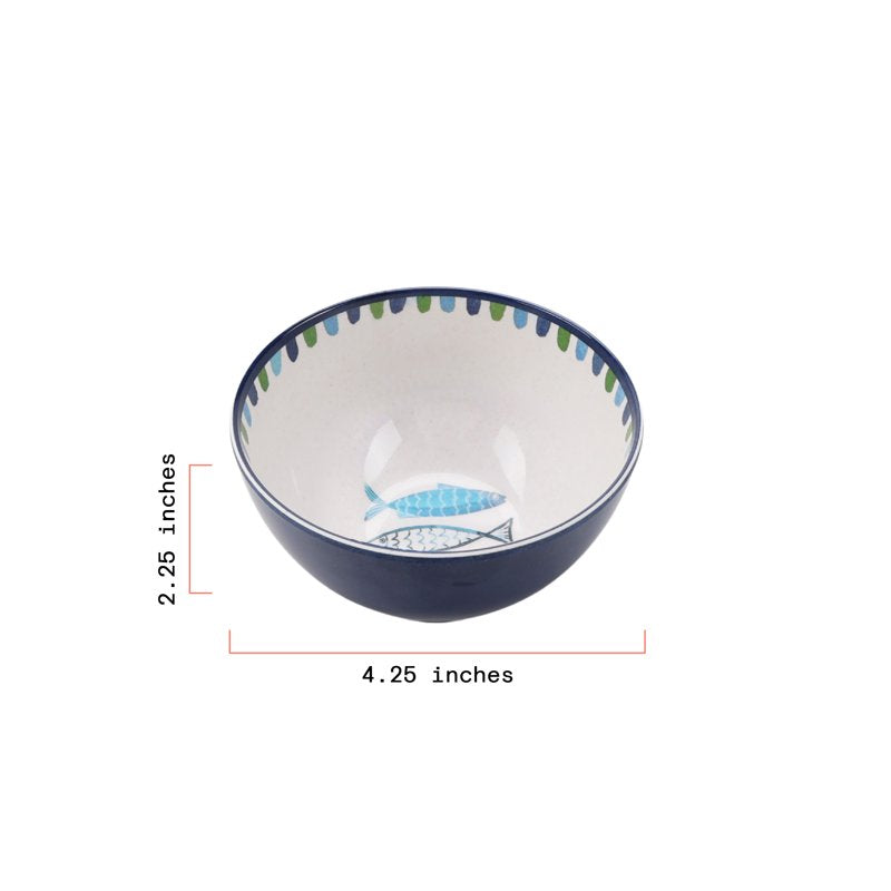 Bamboo Melamine Oval Serve Platter with Sardine Pattern - Multi-Color