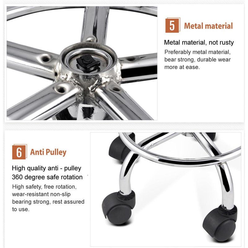 Adjustable Swivel Salon Stool - Black PU Leather