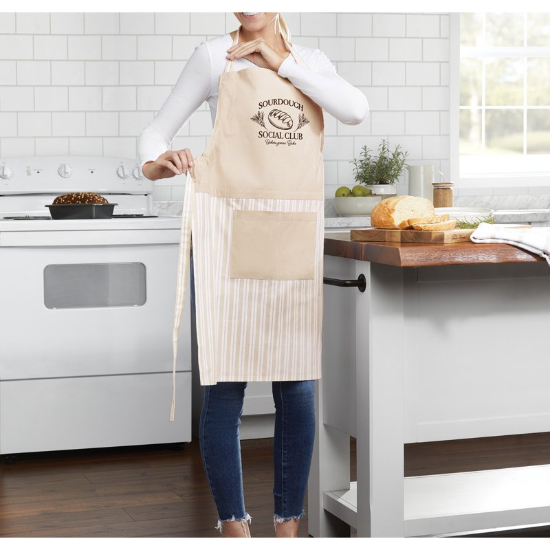 Cotton Chef Kitchen Apron with Pocket - 28" x 32" - Beige