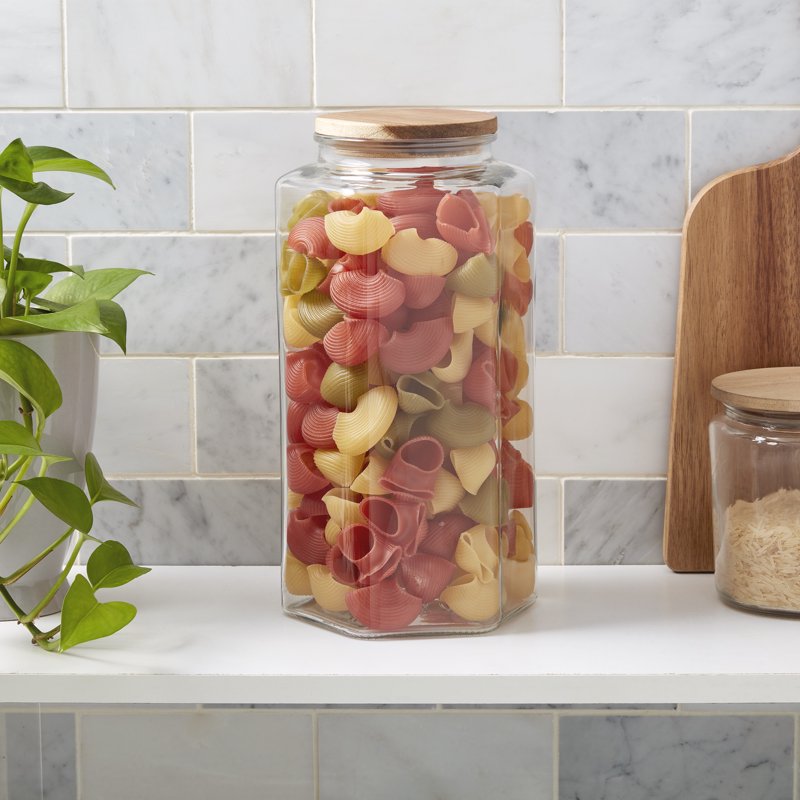 Glass Food Storage Canister with Acacia Wood Lid - 3.7 L
