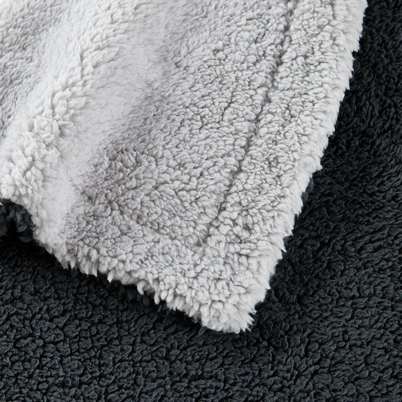 Reversible Sherpa Throw Blanket - Dark Gray & Light Gray, 50x60 Inches, Recycled Polyester, for Adults & Teens - Gray