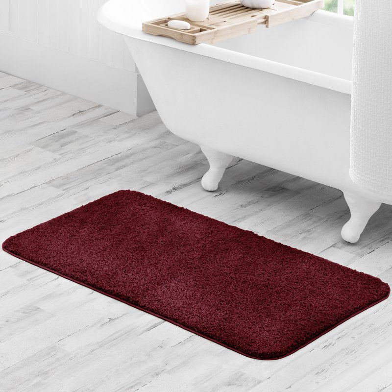 Mainstays Basic Polyester Bath Rug - Red, 20 x 32 Inches, Non-Slip
