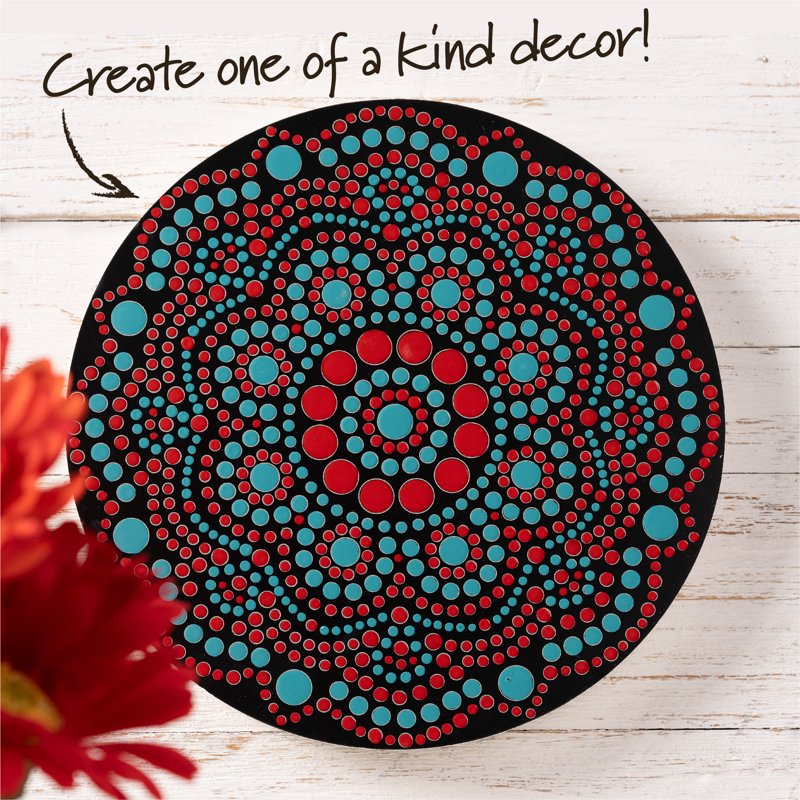 2 Pack 10-Inch Unpainted Wood Mandala Circle Plaques for Art & Craft