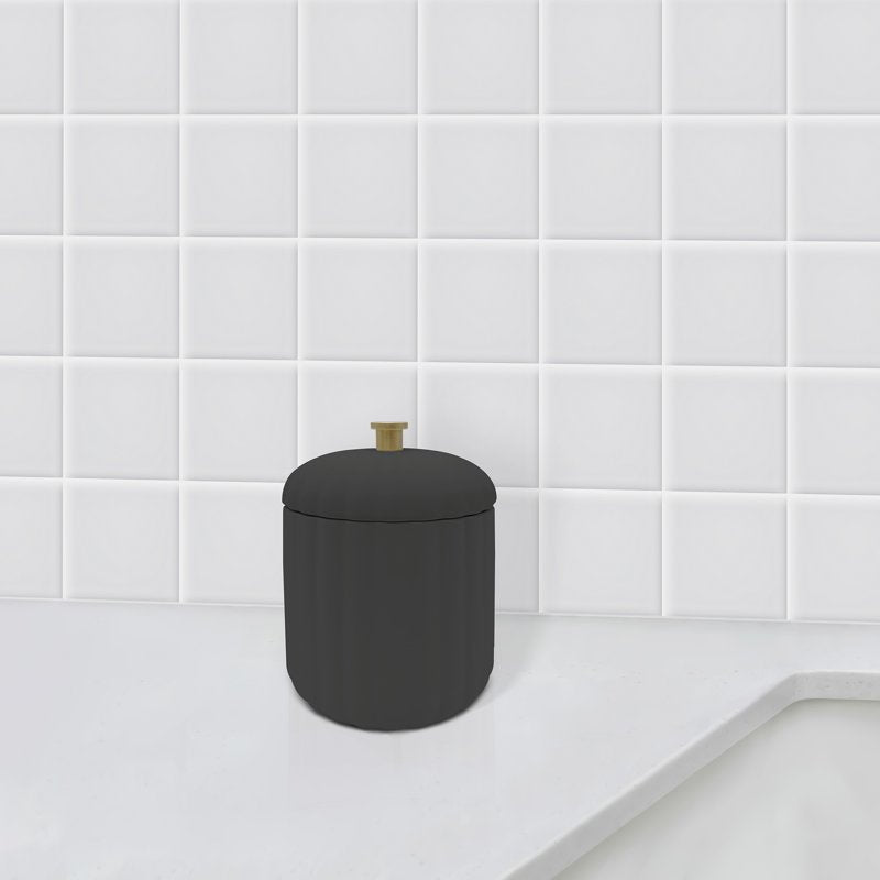 Beautiful Bathroom Canister Gray - Compact Ceramic Storage Jar with Lid