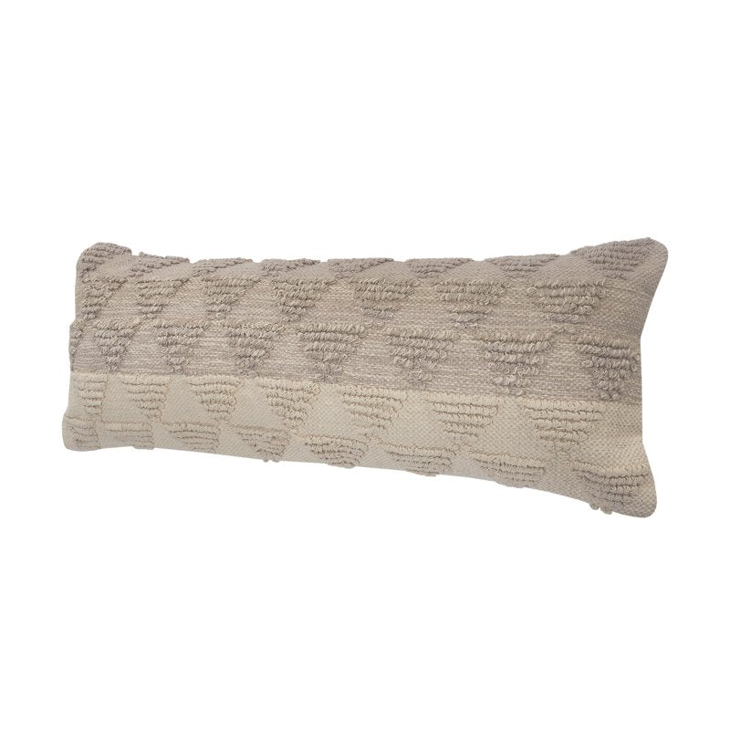 Ox Bay Miles 14x36 Inch Gray Tan Geometric Cotton Throw Pillow - Handmade