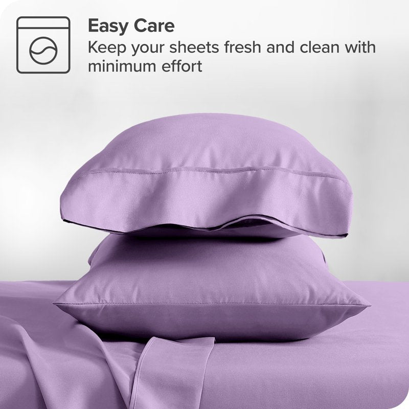 Lavender Microfiber Pillowcase Set - Hypoallergenic King Bedding 2 Pieces