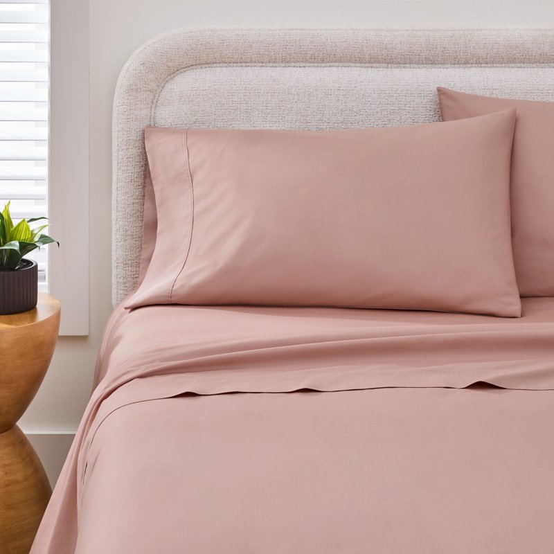 Better Homes & Gardens Cool & Crisp Full 300 Thread Count Cotton Percale Bed Sheet Set - Antique Blush