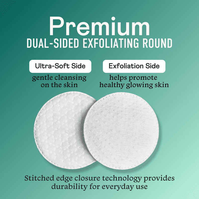 Premium Exfoliating Cotton Rounds, Dual-Sided Skincare Pads, 80 Count
