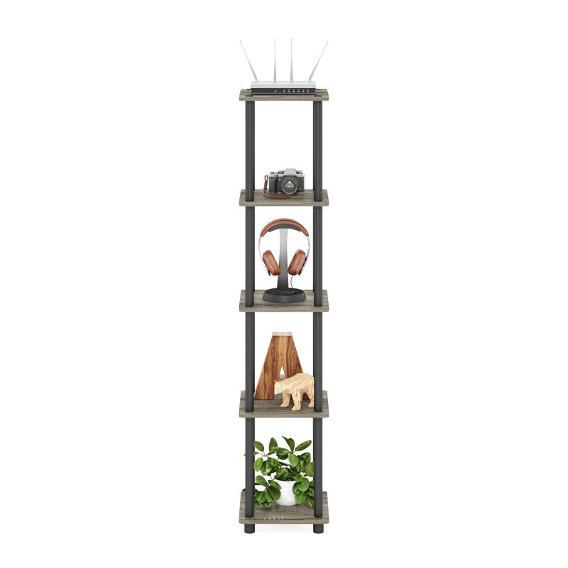 5-Tier Tall Open Back Bookcase - Contemporary Decorative Shelf