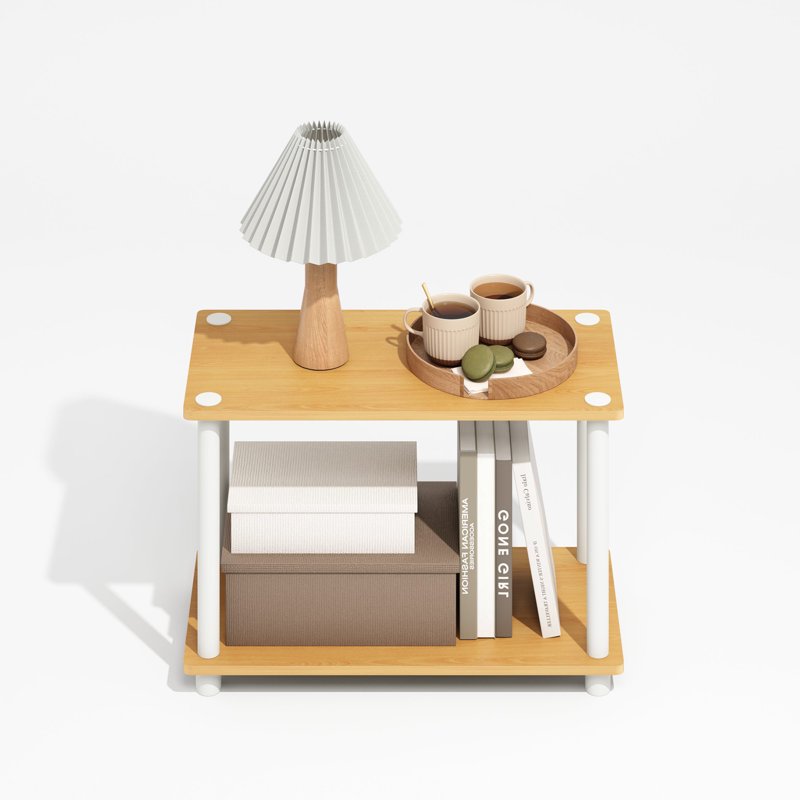 2-Tier No Tools Tube Shelf - Light Beech/White