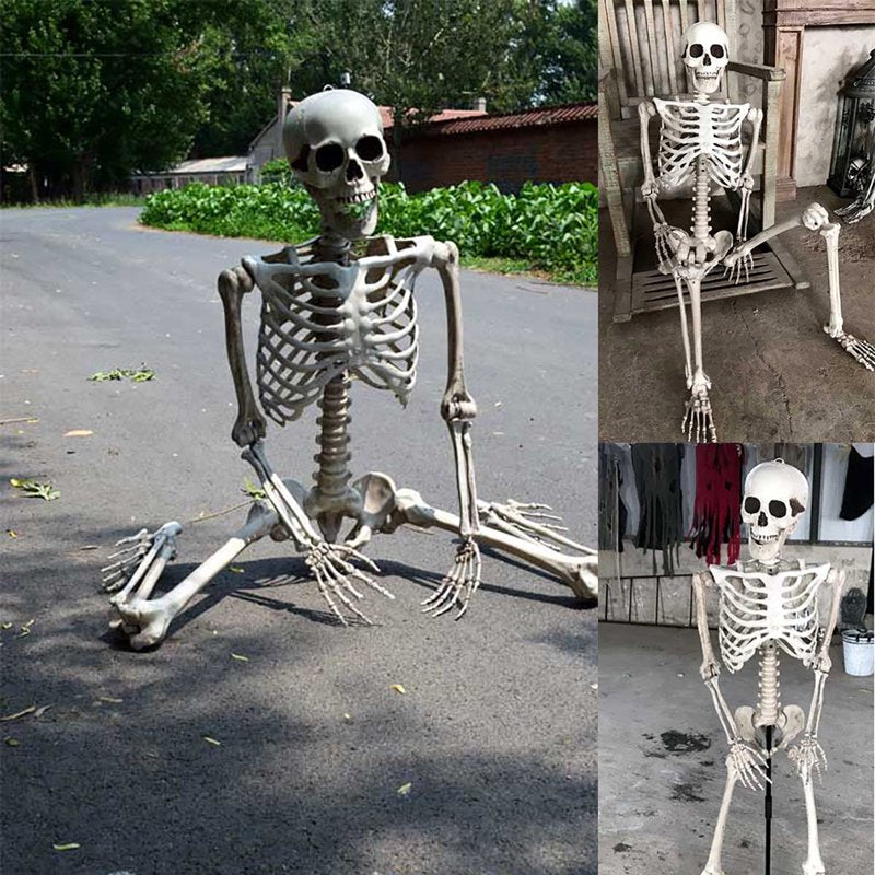 Halloween Skeleton Prop Full Size Human Skull Hand Body Decor for Halloween