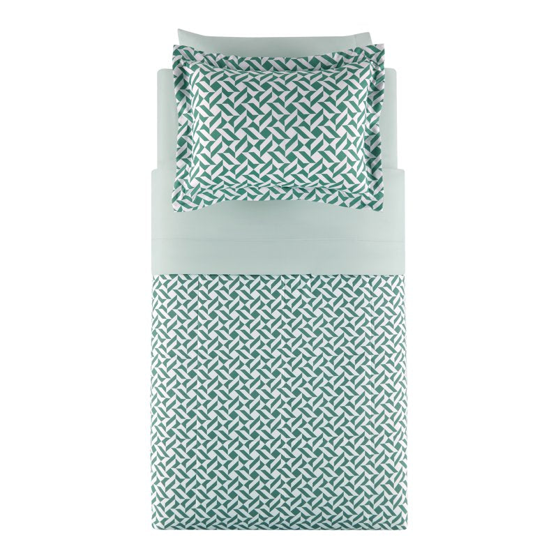 Twin XL Reversible Bed-in-a-Bag Bedding Set with Sheets - Green Geo