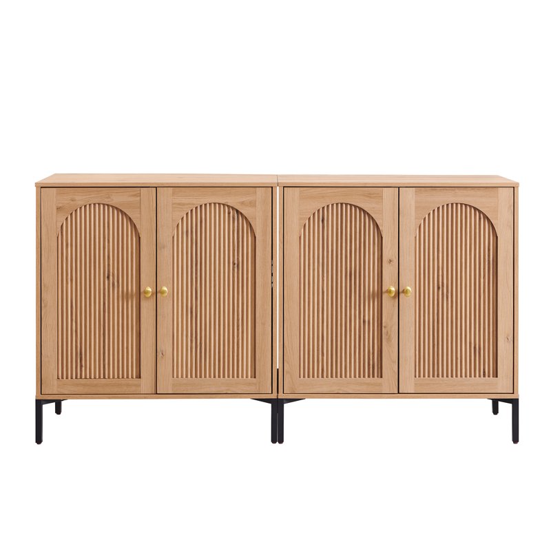 Wooden Buffet Cabinet with Adjustable Shelf - Natural, 2 Pack