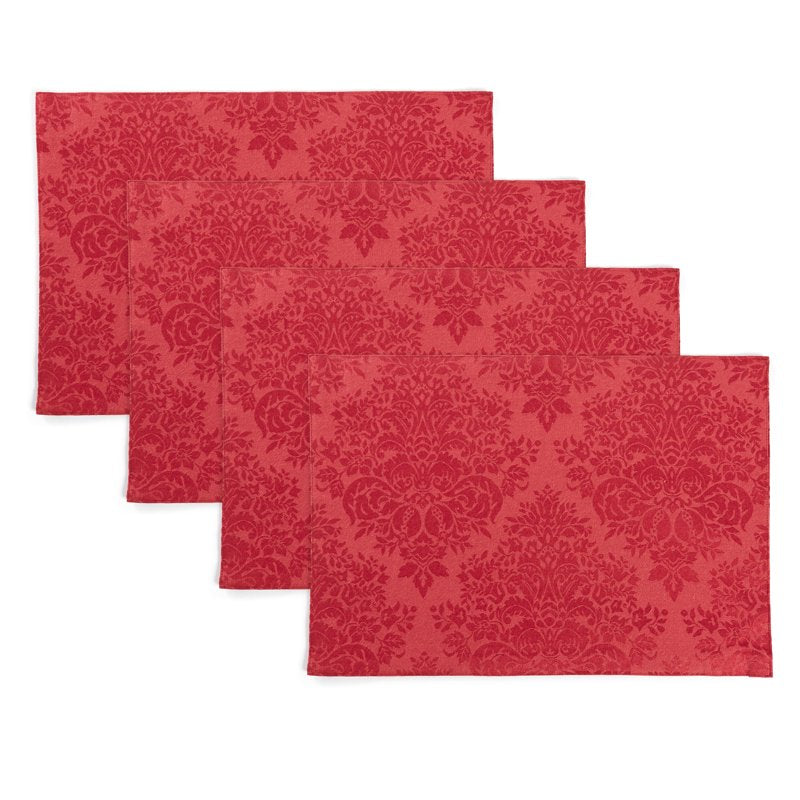 Lexington Placemats 13"x19" Rectangle - Stain Resistant Cotton/Polyester, Red 4-Pack
