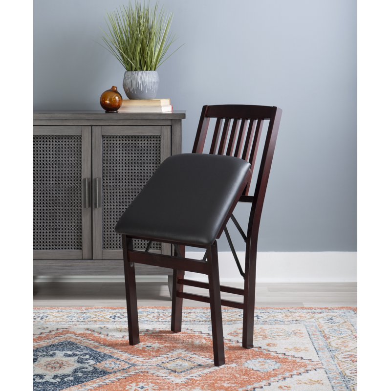 Folding Dining Chairs Set of 2 - Espresso Brown Mission Back