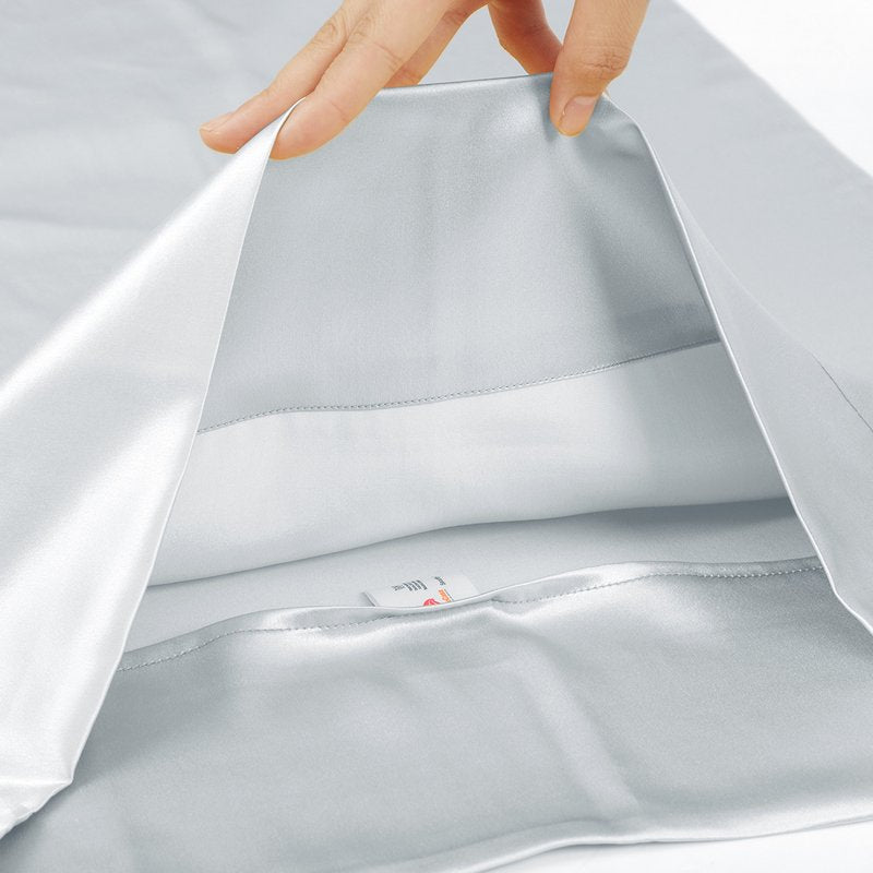 Silk Pillowcase for Hair and Skin - Queen, Silver Gray, 19 Momme, 350 Thread Count