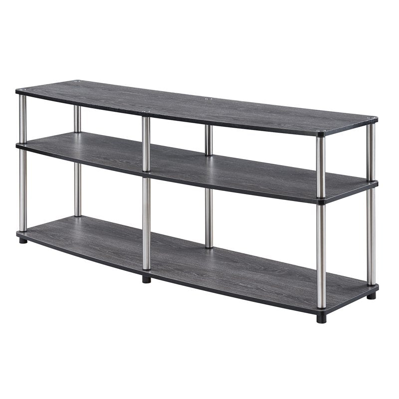 3 Tier Wide TV Stand for TVs up to 65 Inches - Weathered Gray