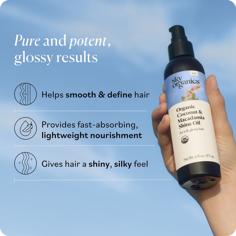 Organic Coconut & Macadamia Hair Shine Oil - 6 fl oz