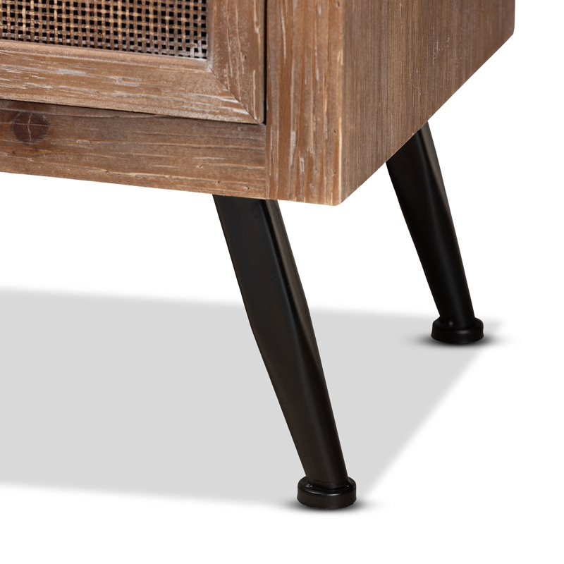 Mid-Century Modern 3-Drawer Storage Cabinet - Whitewashed Natural Brown