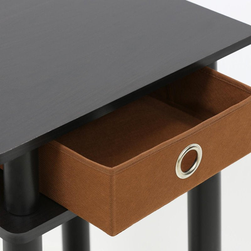 Tall End Table with Drawer and Shelf - Espresso Finish
